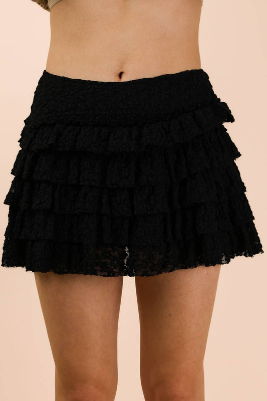 Ruffle Layered Lace Mini Skort
