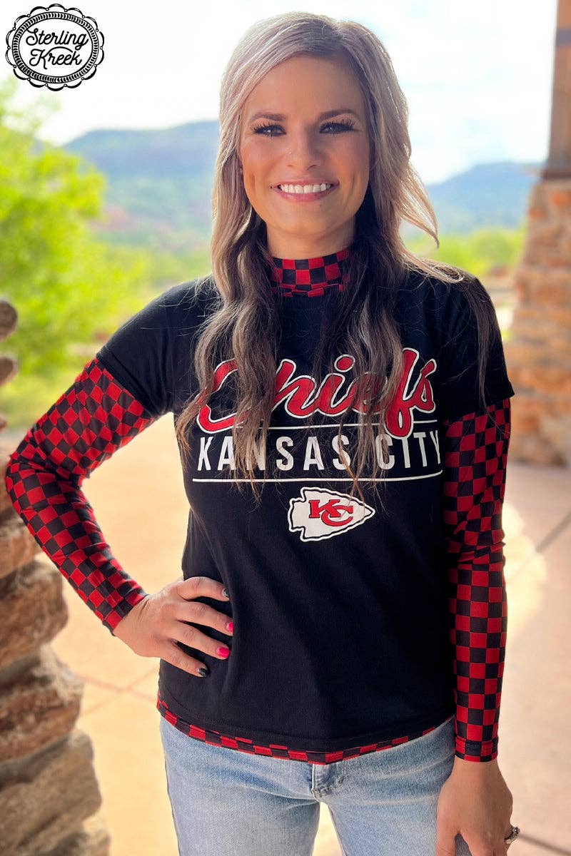Pep Rally Mesh Top Red & Black Checkered Mesh Top