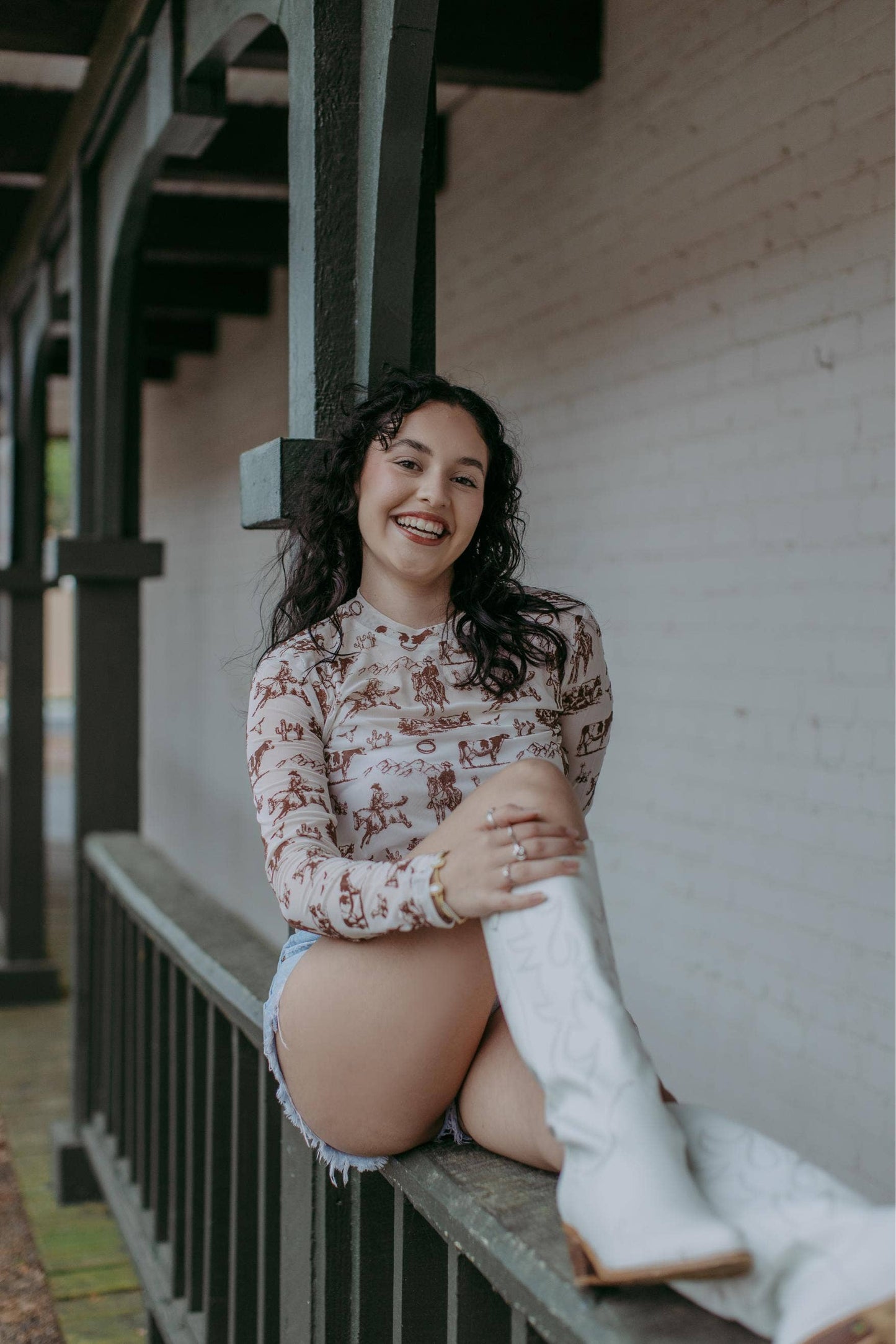 Wild & Western Velvet Mesh Top