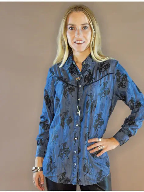 Wild Horses Tencel Denim Pearl Snap