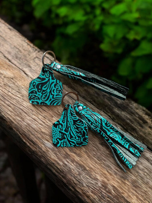 Western Cattle Fringe Leather Keychain