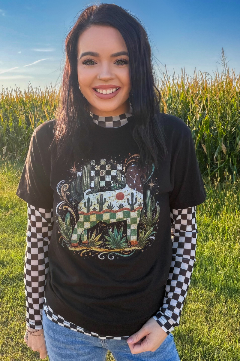 Checkered Mesh Top