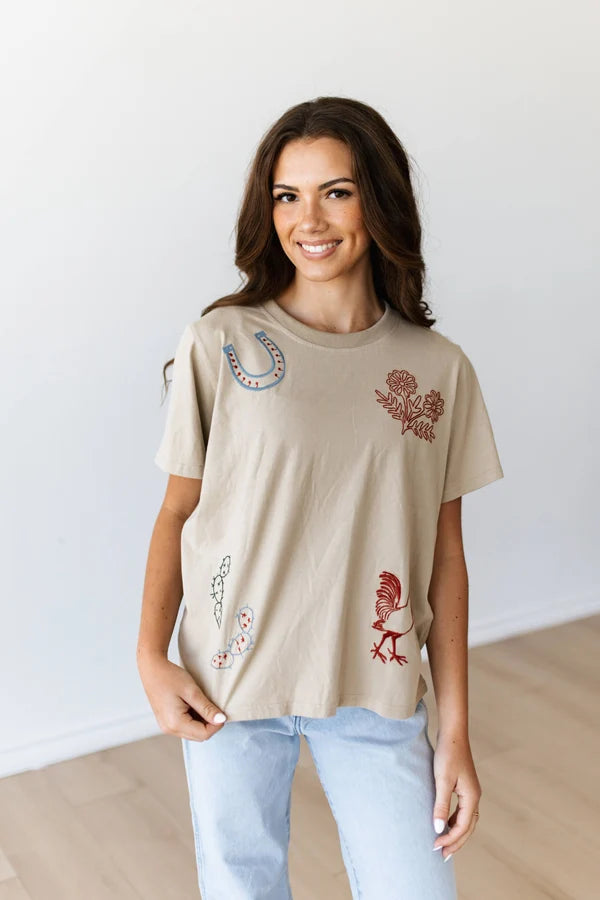 Embroidery Chicken Tee