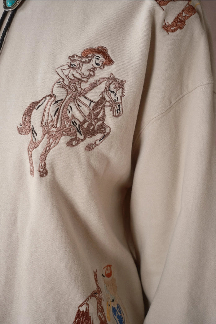 Western Motif Embroidered Graphic Sweatshirt