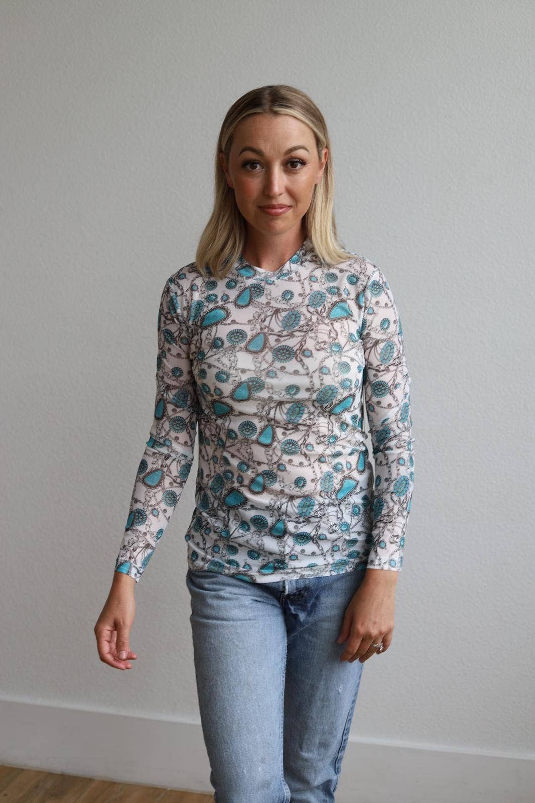 Turquoise Chain Mesh Top