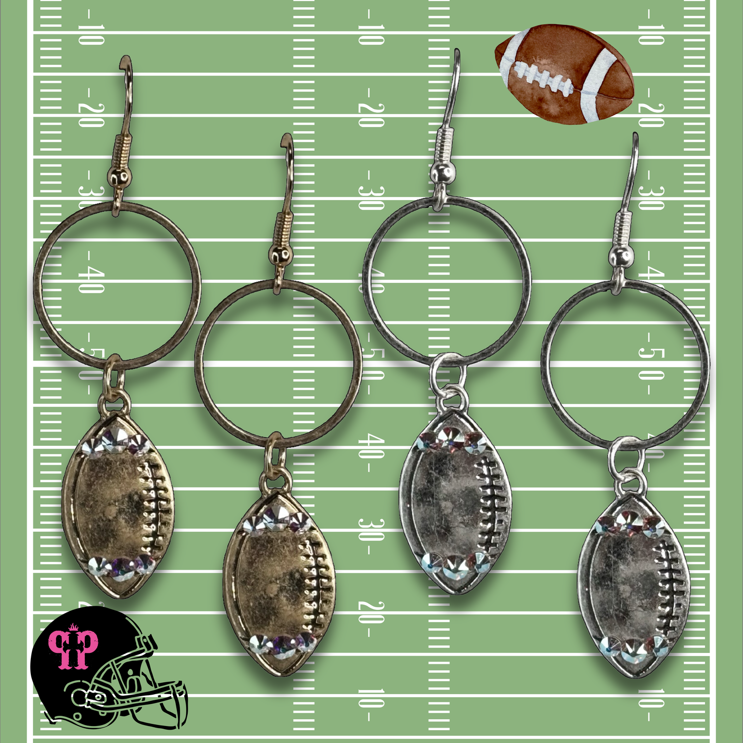 Football earring with Austrian crystals