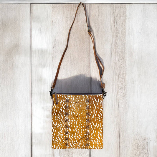 Deer print cowhide crossbody bag 