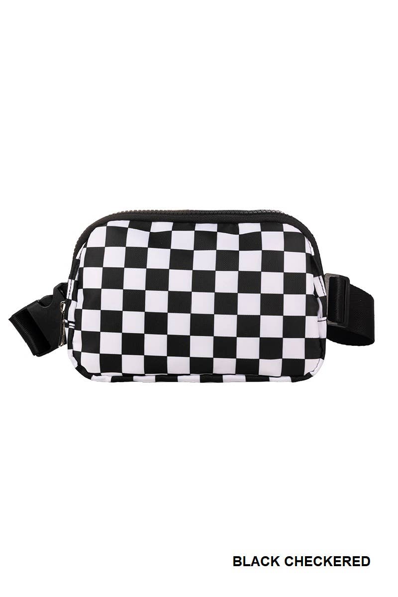 Crossbody Belt Bag Fanny pack: BLACK CHECKERED