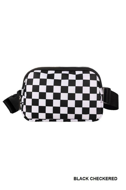 Crossbody Belt Bag Fanny pack: BLACK CHECKERED