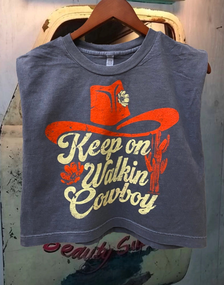 Keep On Walkin Cowboy Boxy Crop Tee
