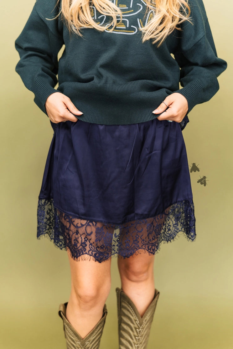 Extendy Satin and Lace Skort