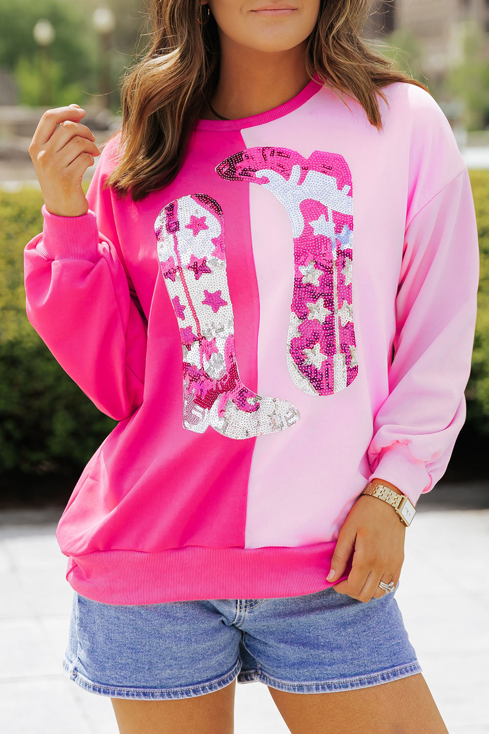 Disco Cowgirl Terry Color Block Top
