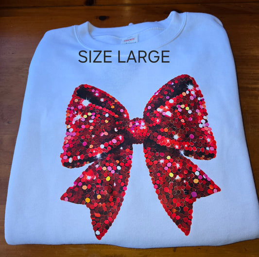 Glitter Bow Crewneck