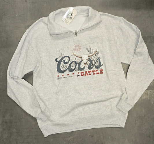 Banquet Beer and Cattle Vintage Quarter Zip Sweatshirt