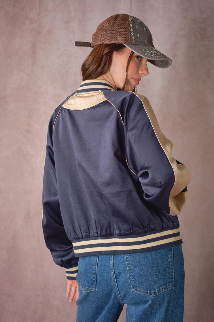 Western Satin Bomber Jacket